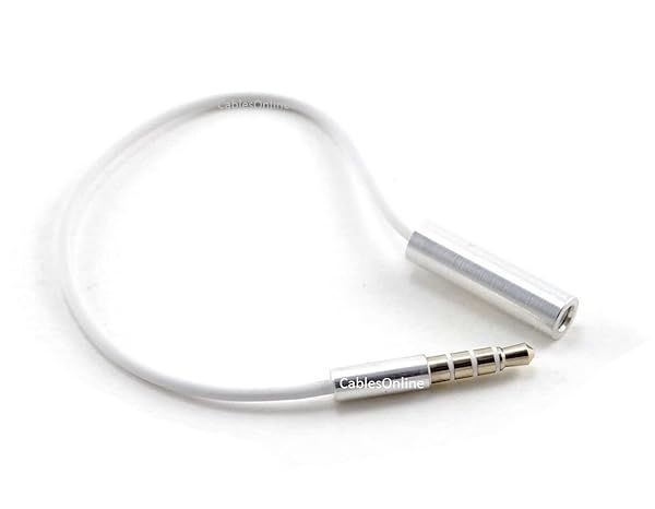 "Buy CablesOnline 6" TRRS 3.5mm 4-Pole Adapter Cable for iPhone/Tablets - White (IP-AD08W) | Fast Shipping!"