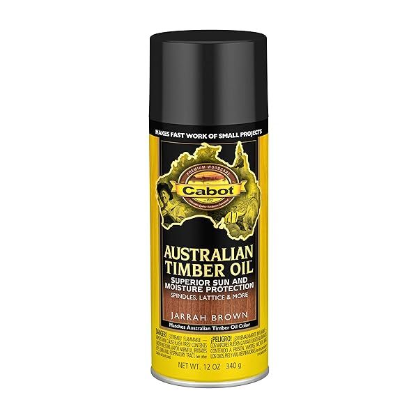 Cabot Australian Timber Oil Stain & Protector - Jarrah Brown 12 oz Aerosol Can for Ultimate Wood Care