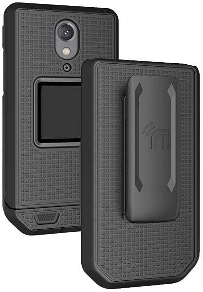 CAT S22 Flip Phone Case with Clip & Holster - Slim Hard Shell Cover by Nakedcellphone (Black)