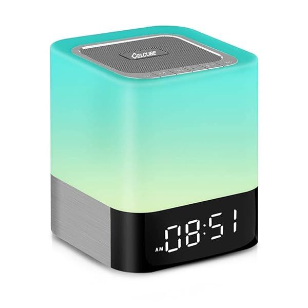 Celcube Night Light Bluetooth Speaker: Dimmable Touch Sensor Alarm Clock & Multi-Color Bedside Lamp