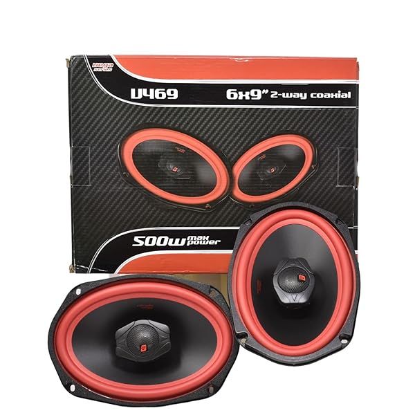 "Upgrade Your Ride: Cerwin Vega 6x9" 2-Way Coaxial Car Speakers - 500W Power, Titanium Tweeters & Red Rubber Surround"