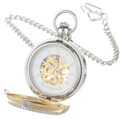 Charles Hubert 3846 Two-Tone Mechanical Pocket Watch: Elegant Picture Frame Design
