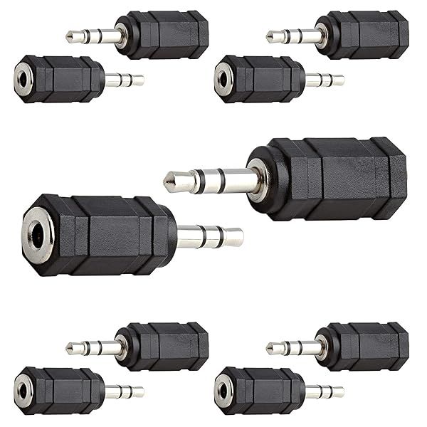 Cmple 10 Pack 3.5mm Stereo Plug to Jack Adapters - Perfect Audio Converter for Headphones