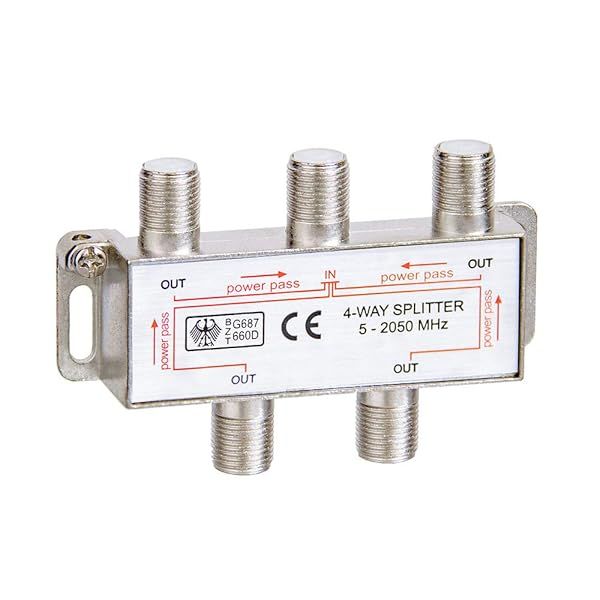Cmple 4-Way Coaxial Cable Splitter 2050MHz - High-Performance RG6 TV Splitter for Optimal Signal Distribution