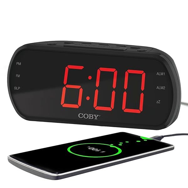 Buy Coby Digital Dual Alarm Clock with FM Radio - Large LED Display, USB Charger, Snooze & Battery Backup for Home & Travel