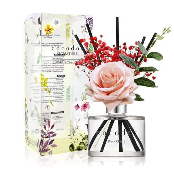 COCODOR Rose & Black Cherry Reed Diffuser 6.7oz - Perfect Home & Office Fragrance Gift Set