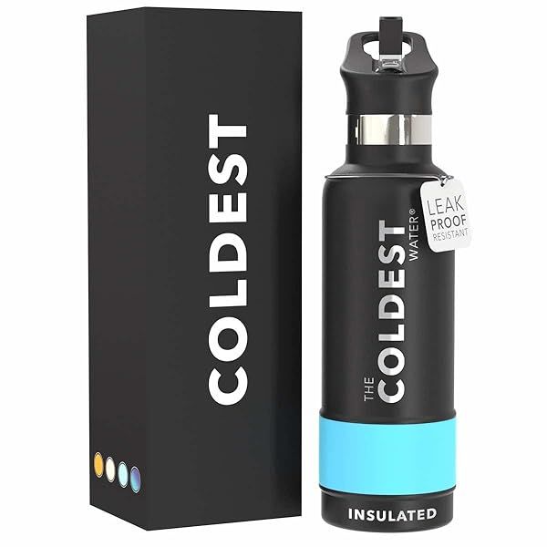 Coldest Water Bottle 21 oz - Matte Black Metal Thermos with Straw Lid | Vacuum Insulated & Leak Proof