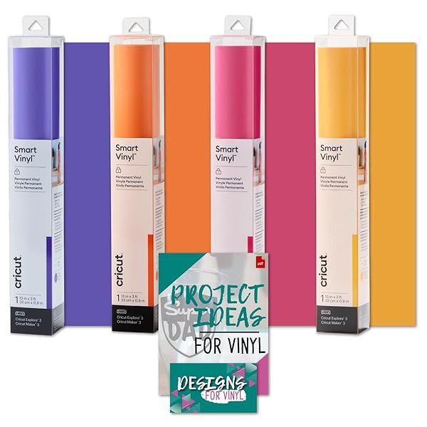 Buy Cricut Smart Permanent Vinyl Retro Sunset Bundle - Weatherproof 3ft Adhesive Rolls for DIY Decals & Matless Cutting