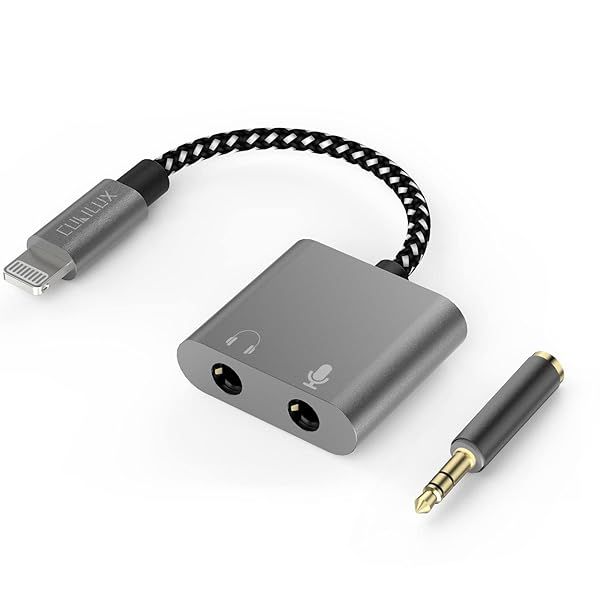 Cubilux Lightning to 3.5mm Microphone Adapter for iPhone 14/13/12/11/SE/Xr/Xs Max - Audio & MIC Splitter for iPad