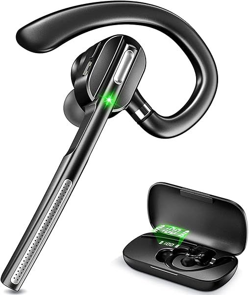 DECHOYECHO Bluetooth Headset V5.1: Wireless Noise-Canceling Earpiece with Battery Display for Driving & Office Use