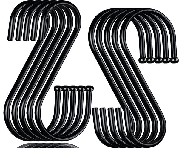 30 Pack Heavy Duty S Hooks - Black Metal S Shaped Hooks for Clothes, Plants, Jewelry & More | 3.5 Inch Durable Hanging Solution