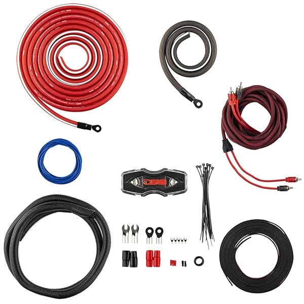 DS18 AMPKIT0 0 Gauge CCA Amp Wiring Kit - 3000W Pro Installation Cables & 250A ANL Fuse Holder