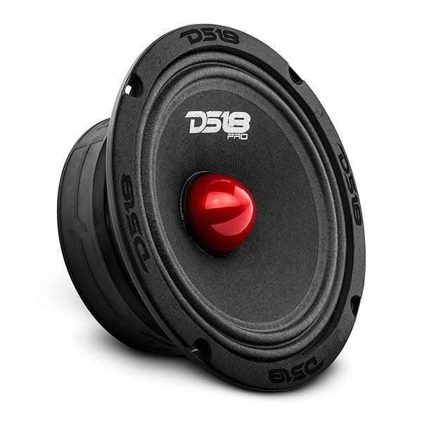 "DS18 PRO-GM6.4B 6.5" Midrange Loudspeaker - 480W, Red Aluminum Bullet for Car & Truck Audio Systems"