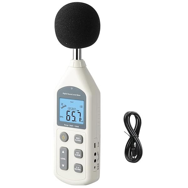 Professional Decibel Meter: Backlit SPL Meter 30-130dB, USB, ANSI Standards, Records Up to 4700