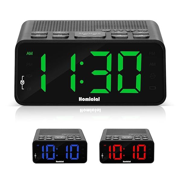 "Digital Alarm Clock Radio with AM/FM, Sleep Timer, Dimmer & Easy Snooze - 0.6" Green LED Display & Battery Backup for Bedrooms"