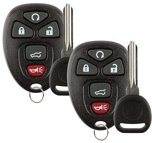 Discount Keyless Replacement Key Fob & Uncut Transponder Key (2 Pack) - Compatible with 15913415, 25839476, ID 46