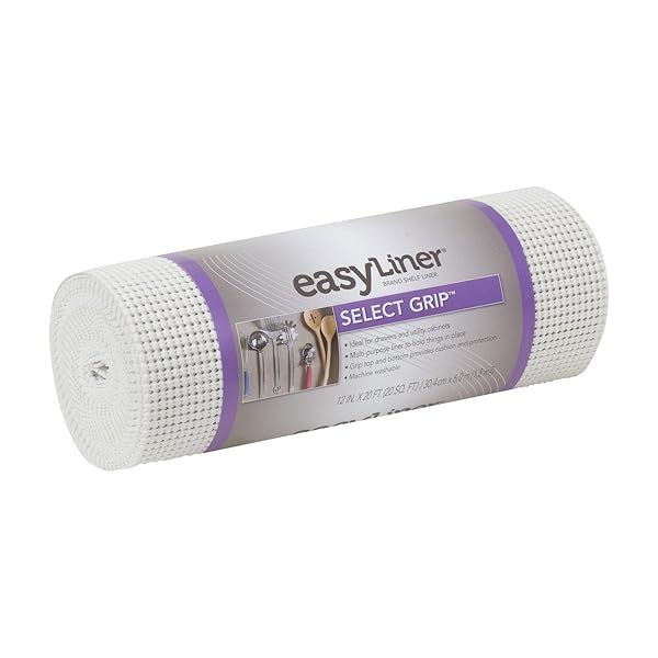 "Buy Duck Non-Adhesive Shelf Liner EasyLiner 12"x20' - White Select Grip for Easy Organization"