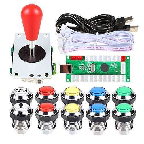 EG STARTS 1 Player LED Arcade DIY Kit: USB Encoder, Joystick & 5V LED Buttons for MAME & Raspberry Pi Gaming