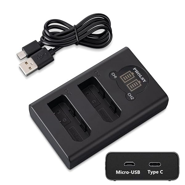 PHOLSY EN-EL14 USB Charger for Nikon P7800, D5600, D3500 & More - Fast Charging for EN-EL14/EN-EL14a Batteries