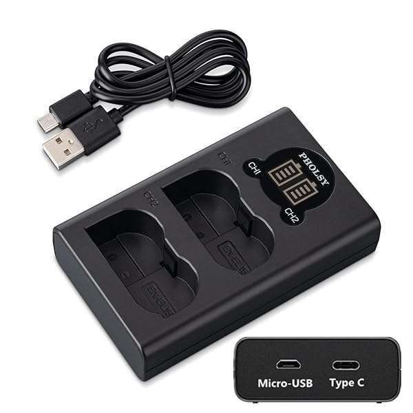 PHOLSY Dual USB EN-EL15 Battery Charger for Nikon Z5, Z6, D850 & More - Fast Charging & Compatibility
