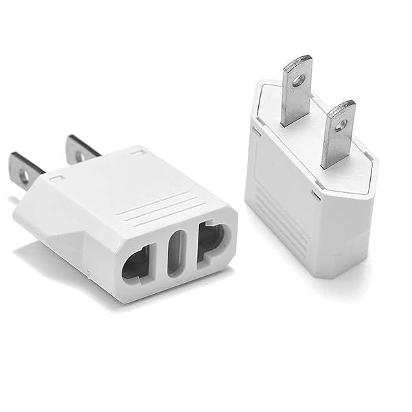 EU to US Plug Adapter - Universal Travel AC Power Converter (2 Pack) for Europe/Asia to USA/Canada