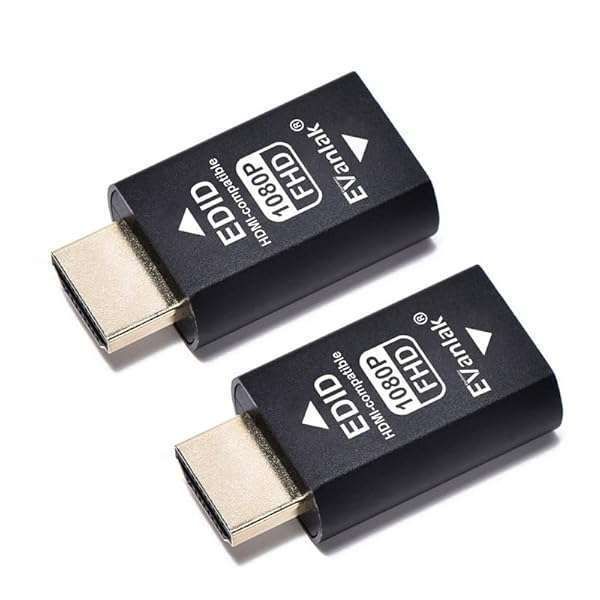 EVanlak 3rd Gen HDMI EDID Emulator Adapter - 1920x1080@59Hz for Mac, Switches & Extenders - 2 Pack