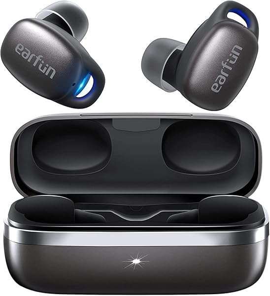 EarFun Free Pro 2 Wireless Earbuds: Noise Cancelling, Bluetooth 5.2, Deep Bass, Game Mode & Wireless Charging - Black