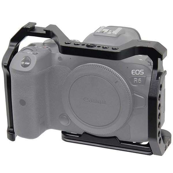 Easy Hood Camera Cage for Canon EOS R6/R5 - Vlogging Rig with Dual Cold Shoe & Mounting Points
