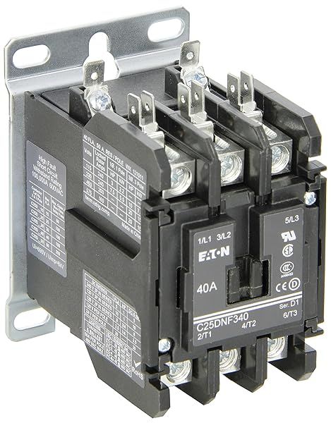 Eaton C25DNF340B Definite Purpose Contactor: 40A, 3 Poles, Quick Connect, 208-480V for Efficient Power Control
