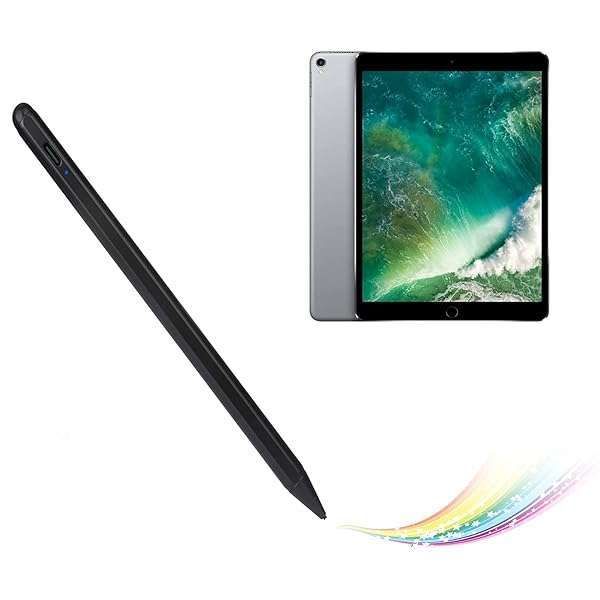 "Best Electronic Stylus for iPad Pro 10.5" - Active Capacitive Pencil for Drawing & Writing, Type-C Rechargeable, Black"