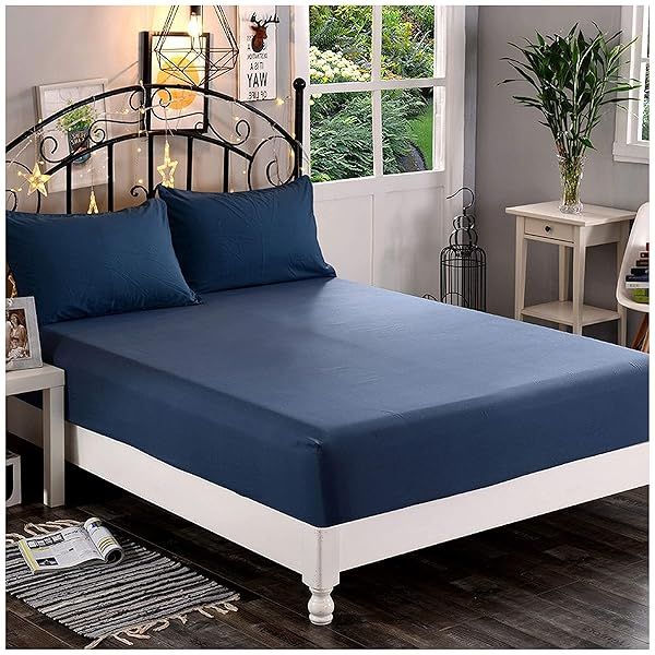 Elegant Comfort 1500 Hotel Quality Fitted Sheet - Soft Microfiber, Deep Pocket, Wrinkle & Fade Resistant, Full Size, Navy Blue