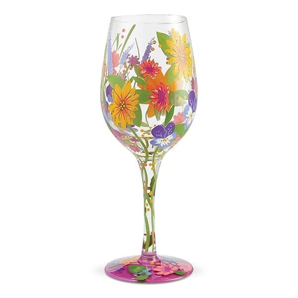 Enesco Lolita Garden Hand-Painted Wine Glass - Artisan Multicolor Design, Perfect Gift!