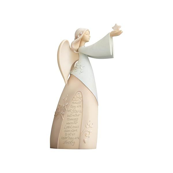"Enesco Foundations Loved Ones Shine Down Angel Figurine - 9" Hand-Painted Memorial Decor for Bereavement"