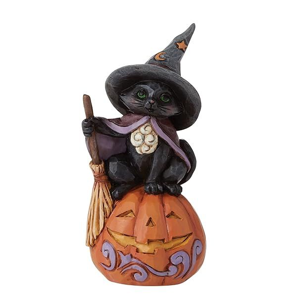 Enesco Jim Shore Black Cat on Pumpkin Figurine - 4 Inch Heartwood Creek Collectible