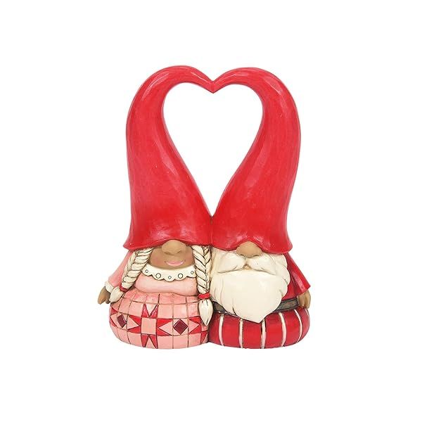 Enesco Jim Shore Heartwood Creek Love Gnome Couple Figurine - 4 Inch Multicolor Heart Hat Decor