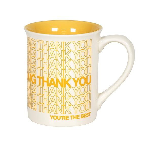 Enesco Our Name is Mud OMG Thank You Coffee Mug - Yellow & White, Perfect Gift for Any Occasion