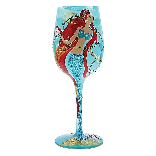 Enesco Mermaid Wine Glass - Colorful Drinkware in Blue, Green, Orange & Brown | Perfect Gift for Wine Lovers