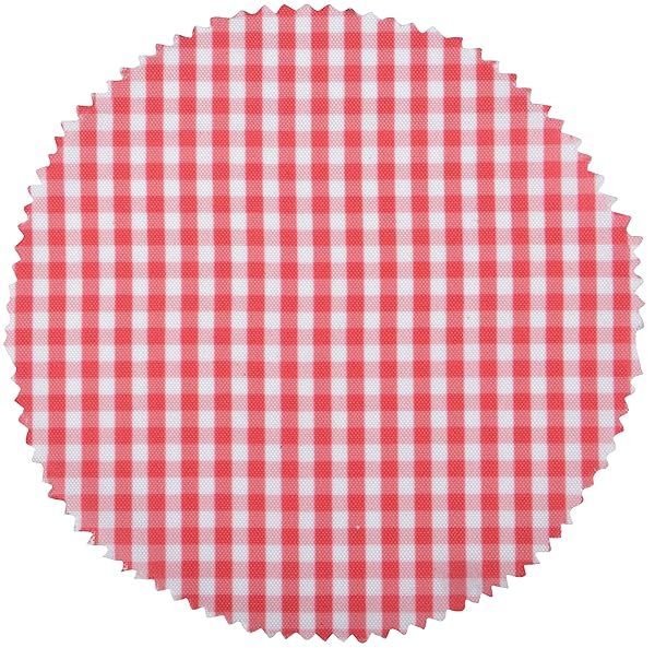 "Esschert Design 6-Piece Checkered Jar Cover Set - 6.3" Red/White for Stylish Kitchen Storage"