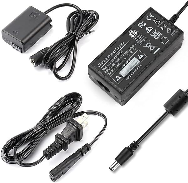 F1TP AC PW20 Power Supply Adapter & Dummy Battery for Sony Alpha A6000, A6500, A7 Series & ZV-E10 Cameras