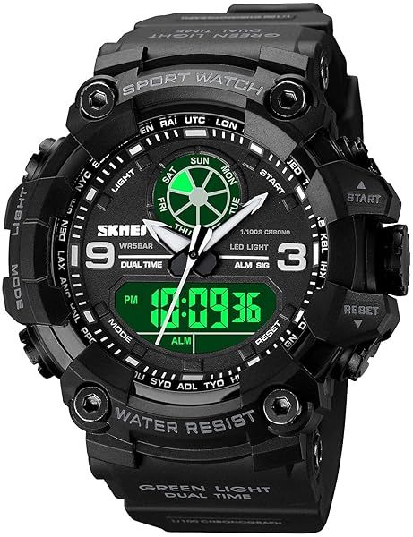 FANMIS Men's Waterproof Analog Digital Sport Watch - Military LED Backlight & Rubber Strap
