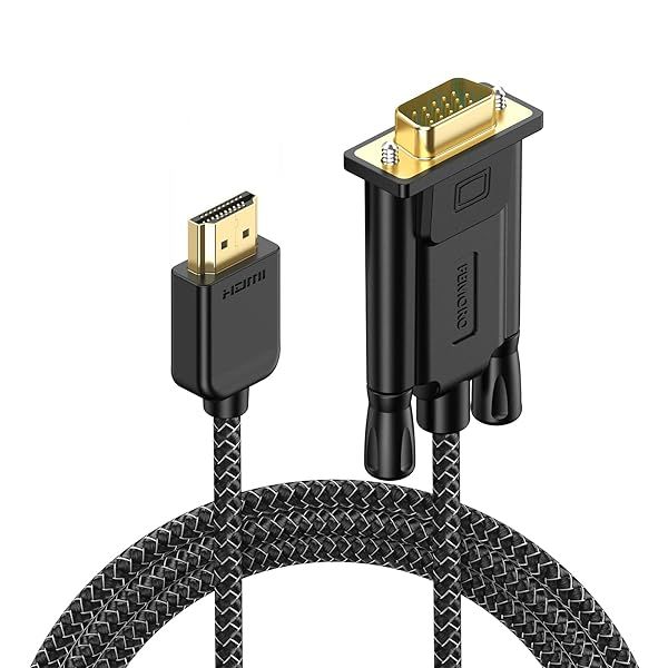 FEMORO 6ft HDMI to VGA Cable - 1080P Male to Male Braided Cord for Monitors, Laptops, Projectors & More
