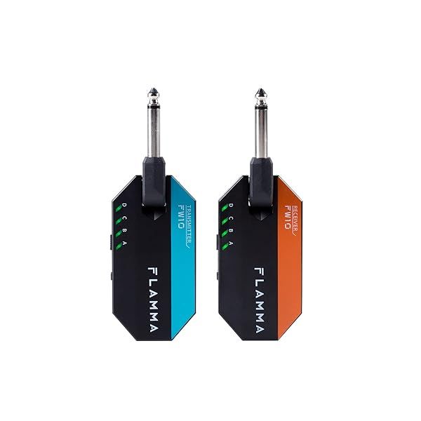 FLAMMA FW10 Wireless Guitar System: 2.4GHz Rechargeable Transmitter & Receiver for Guitar, Bass, Violin & Keyboard