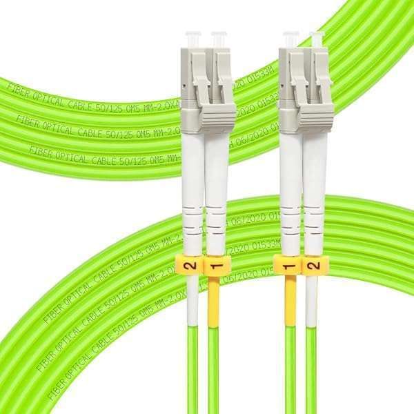 FLYPROFiber 15M OM5 LC to LC Fiber Patch Cable - 40Gb/100Gb Multimode Jumper, LSZH, 0.2m-20m Length Options