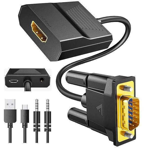 FOINNEX VGA to HDMI Adapter with Audio - 1080P Converter for PC, Laptop, Projector to TV/Monitor - 1.5FT Cable