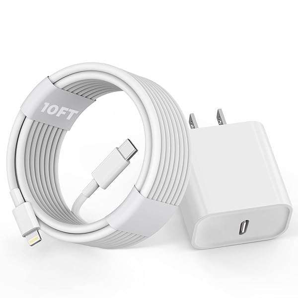 10FT Fast iPhone Charger - MFi Certified 20W USB-C Lightning Cable for iPhone 14/13/12/11/X/XR/SE & iPad