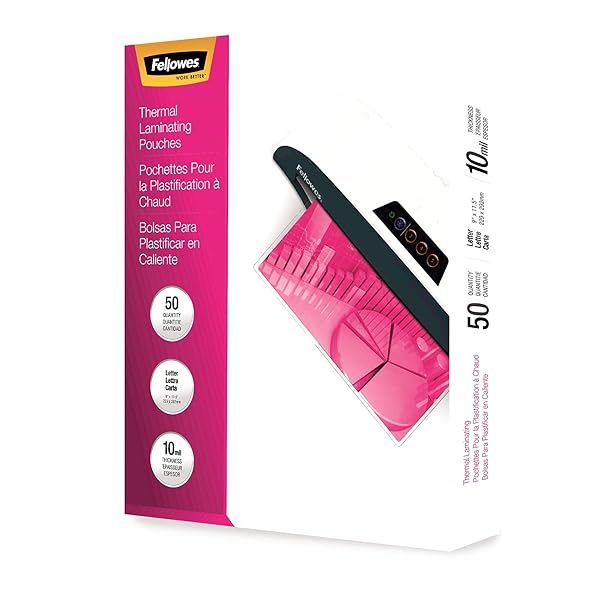Fellowes 52042 Glossy Pouches - 10 Mil Letter Size, 50 Pack for Professional Document Protection