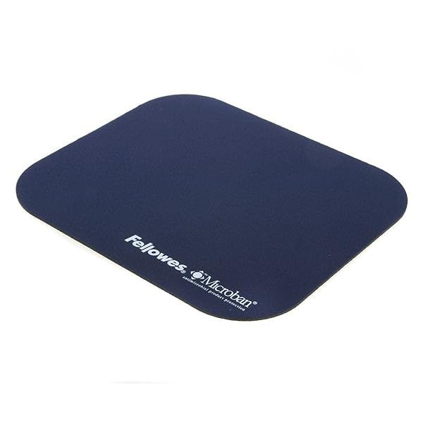 Fellowes Non-Slip Mouse Mat with Antibacterial Protection - Ideal for Optical & Laser Mice - 199x232mm Silver Pad
