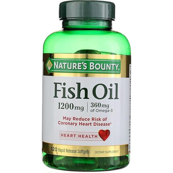 Nature's Bounty Fish Oil 1200mg - Omega 3 Dietary Supplement for Heart Health (Pack of 2, 120 Rapid Release Softgels)