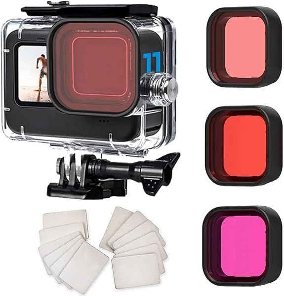 FitStill Waterproof Housing for GoPro Hero 12/11/10/9 - 60M Dive Case & 3 Filters for Ultimate Protection