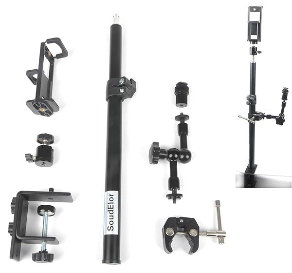 Flexible Desk Mount & Selfie Stand: Phone Holder Clip with Articulating Arms for Webcam, Podcasting & Online Meetings